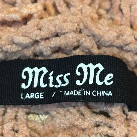 Miss Me Colorblock Cable Knit Hooded Cardigan Sweater Large - Picture 4 of 6